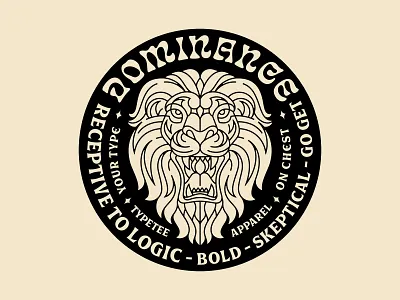 Dominance animal apparel badge badgedesign brand branding clothing design geometric illustration line lineart lion lionhead logo minimal monoline outdoor sport tee
