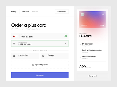 Card order page UI minimal ui ux web