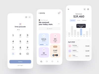 E-bussines App android app bussines color dashboard finance financial fintech ios minimal mobile mobile app modern ui passcode ui ux