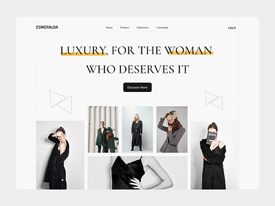 Esmeralda - Luxury Brand For The Women brand clean clean design design fashion hero hero section landing landing page nijaworks ornamen popular swiss swiss style tranding typography ui web web design website