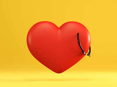 Heart - Video 3d 3d art 3d artist 3d illustration arrow blender c4d clean cycles design doodle heart illustration love minimal piercing red render rendering simple