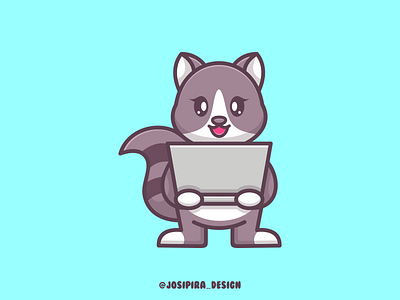 CAT AND LAPTOP america app apparel brand branding canada cartoon cat catmascot design dubai graphic design illustration logo logoawesome logos monoline texas usa