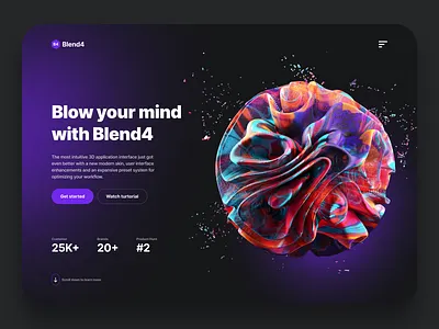 Blend4 - Website 3d clean darkmode ui web