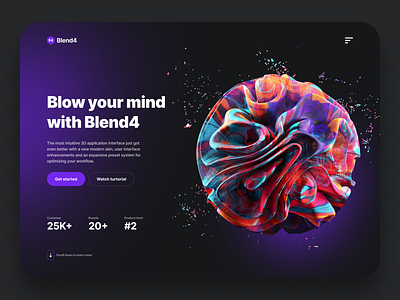 Blend4 - Website 3d clean darkmode ui web