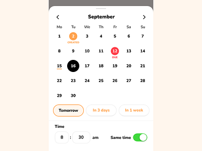 Reschedule android button buttons calendar date date picker dates icon icons ios iphone minimal month picker planning time time picker todo ui week
