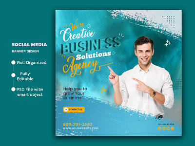 Creative Business Agency Social Media Post Template 3d branding clean concept creative elegant facebook post gradient illustration instagram post logo modern modern design social media design socialmediatemplate ui vector web banner