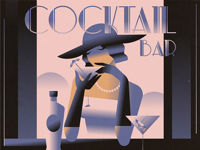 Art-deco cocktail bar art deco bar character cocktail flat gradient graphic illustration people