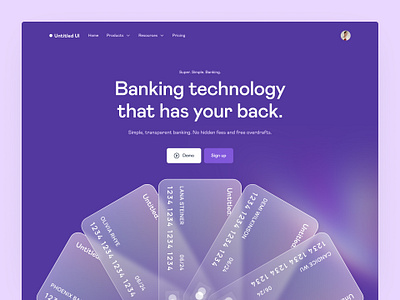 Business banking landing page — Untitled UI banking cards credit card design system figma fintech home page homepage landing page minimal minimalism nav purple ui kit web design webflow