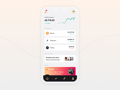 Crypto Wallet app avatars crypto cryptocurrency feed graphs micrographs minimal wallet web3 z2d