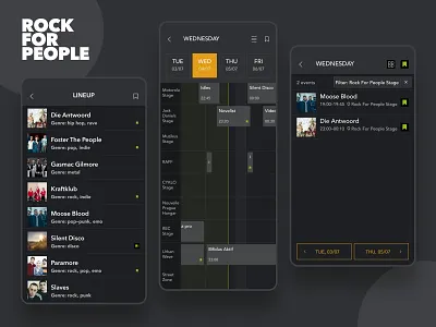 Handy festival assistant - Rock For People app app designer bands company concert concerts dactylgroup design developer mobile mobile app mobile app designer mobile app developers music music bands phone singers ui ux