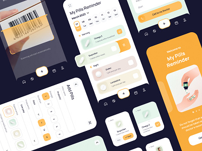 My Pills Reminder App 3d animation app application bar code branding design drugs graphic design illustration medical medicine motion graphics pills reminder typography ui ux watch website