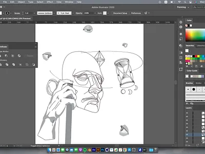 Time Flows in Reverse WIP #1 design eyes face head hexagon hourglass human illustration planet poster pyramid sky space stars