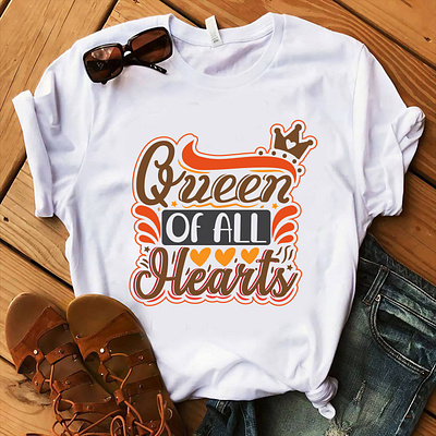 Queen Of All Hearts Typography T Shit Design retro t shirt