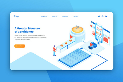 Isometric Landing Page app banner concept design development isometric landing page marketing page process professional it profit ui ui design ux ux design web development web maintance webapp website