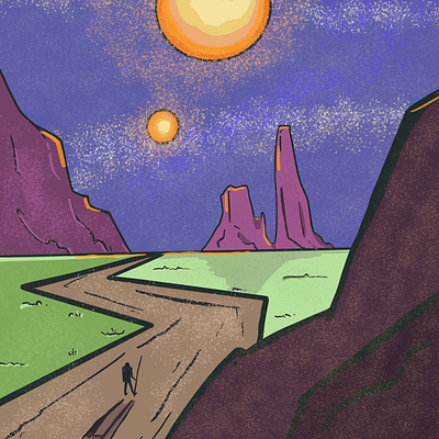 Binary Sunset design illustration