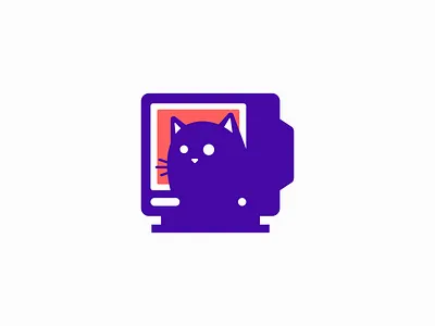 Cat In A Computer Screen Logo branding cartoon cat computer cute design gaming identity illustration kitty logo mark mascot networking pet programming screen symbol vector vet