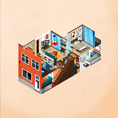 My house, isometric-like. design diagram exploded illustration illustrator infographic isometric map minimalist plan texture vector