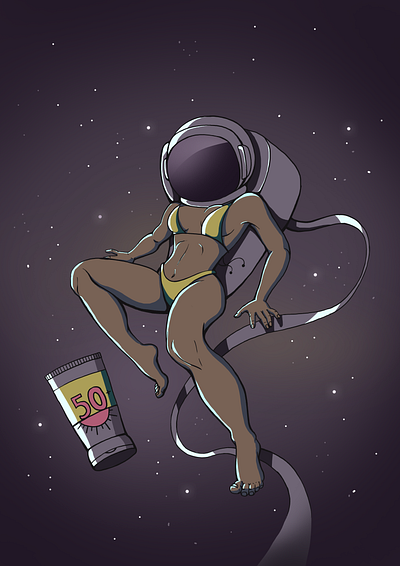 Sunbathing 2d girl graphics illustration raster space sun tan