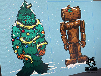 WIP - Annoyed Xmas Cryptos annoyed blizzard christmas tree cryptos illustration log logman snow winter wip xmas tree