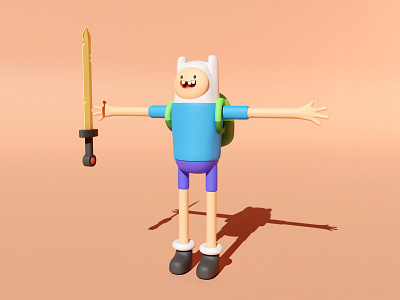 Finn 3d 3d art adventure time art blender body cartoon character design face figure finn human icon illustration sceptor show sword