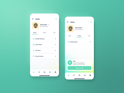 Donor & Scanning app design mobile product design scan ui ui design ux ui