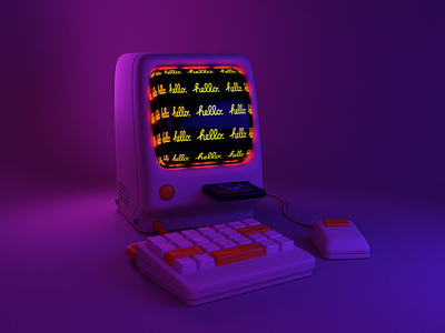 hello. 3d apple b3d blender computer illustration mac macintosh