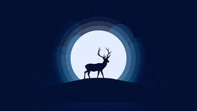 Moon Night 3d ai animation branding colorful dark dark color deer portrait design gradient graphic design illustration illustrator logo moon night motion graphics portrait sky stary sky ui