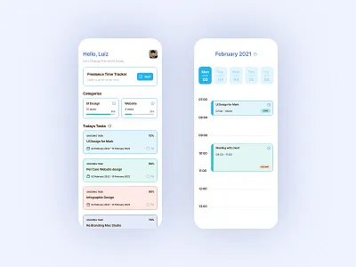 Time Tracker App adobe xd app calendar minimal scope status task theme time tracker ui ui design ux ux design