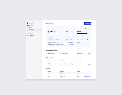 Product Settings - Plan Overview