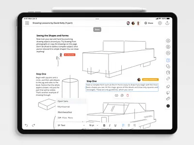 Renote Canvas :: Note-taking & collaboration App app avatar collaboration draw drawing icons ipad lesson note taking notes panel real time share sketch text editor whiteboard work