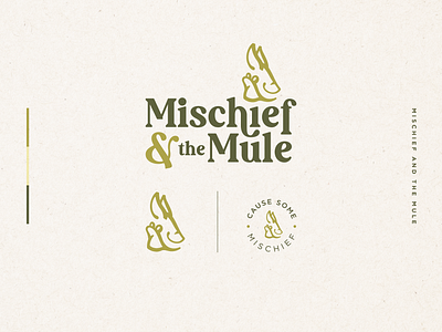 Mischief and the Mule bar branding brandmark canal craft green humor illustration logo mark mischief mule palette rat restaurant seal tasty trouble typography yellow