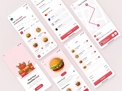 Food Delivery App Design (full Version) 🍔🍕 burger cart app clean delivery app food food and drink food delivery food design food order full version app minimal mobile app payment app pizza recipe app resturant app tracking app uiux