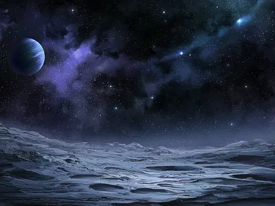 Moonscape landscape moon nebula planet space universe