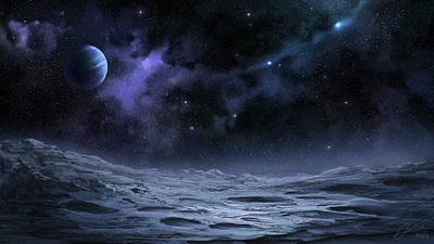 Moonscape landscape moon nebula planet space universe