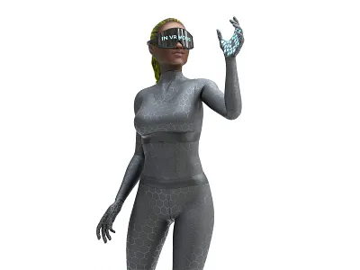 WSJ - Metaverse - The protagonist in a haptic suit 3d cgi character editorial future haptic illustration metaverse story vr