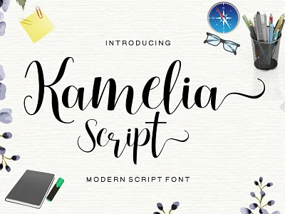Kamelia Script card celebration elegant font typography vintage wedding