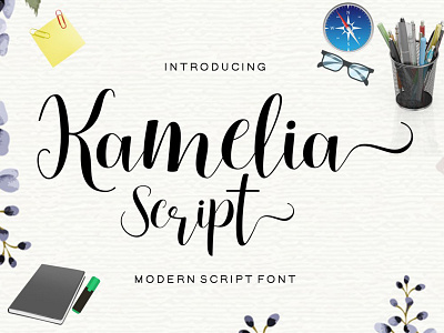 Kamelia Script card celebration elegant font typography vintage wedding