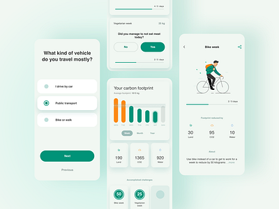 Carbon Footprint - concept app carbon footprint challenge details view environment illustration mobile app onboarding statistics task typography ui design user interface ux design vector