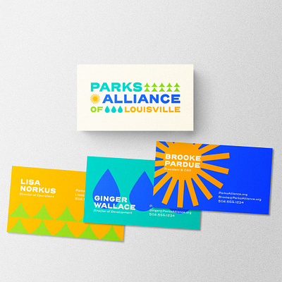 Parks Alliance of Louisville Business Cards brand identity branding colorful design designer geometric geometry graphic graphic design illustration logo louisville minimal minimalist nature retro simple typography vintage