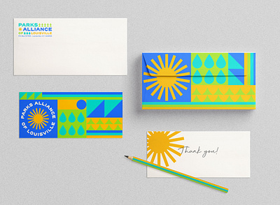 Parks Alliance of Louisville Stationary II branding colorful design designer envelope design graphic graphic design illustration louisville minimal minimalist nature park retro swiss vibrant