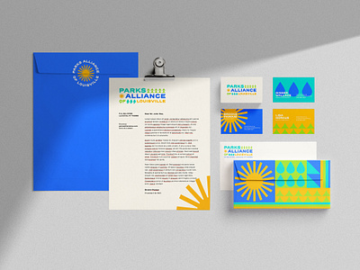 Parks Alliance of Louisville Stationary I branding business card colorful design designer envelope geometric geometry graphic graphic design illustration letterhead logo louisville minimalist notecard retro stationary vibrant vintage