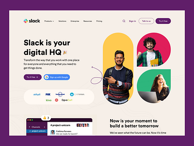 Slack Relook colorful concept design interaction design landingpage pastel colors redesign slack ui ui design uidesign uxdesign webpage