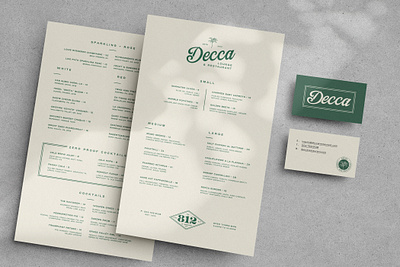 Decca Menus branding business card collateral design designer graphic graphic design identity illustration logo louisville menu restaurant retro stationary typography