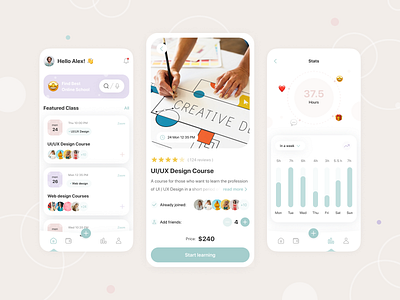Online Education App app app design application course app design education app learning learning platform lesson mobile app online class online course online school qclay school app study app ui ux