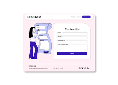 Contact Form 2d graphic 2d illustration adobe illustrator contact contact form contact page contact us design desktop design desktop ui illustration illustrator office illustration people illustration people vector pink submit form ui vector violet