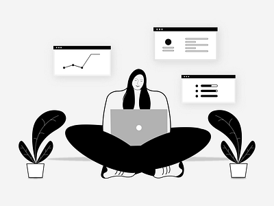 Open Space Working design flat illustration illustrator minimal vector