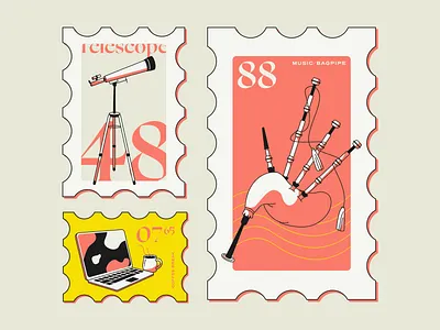 Wysh Postage Stamps figma graphic icon illustration illustrator post post stamp postage stamps sticker vector vector art