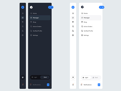 Dark v Light Menus app dark design light menu mobile theme ui website