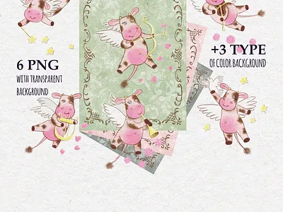 Flying Cows || Digital illustration baby clipart character design childrens illustration decor design digital illustration graphic design greeting cards illustration kids art kids images nursery paint