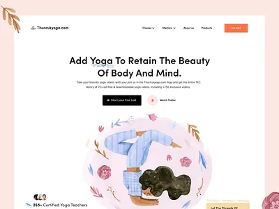 Online Yoga class app branding card education home page homepage illustration landing page mobile app online class teacher ui web app website yoga